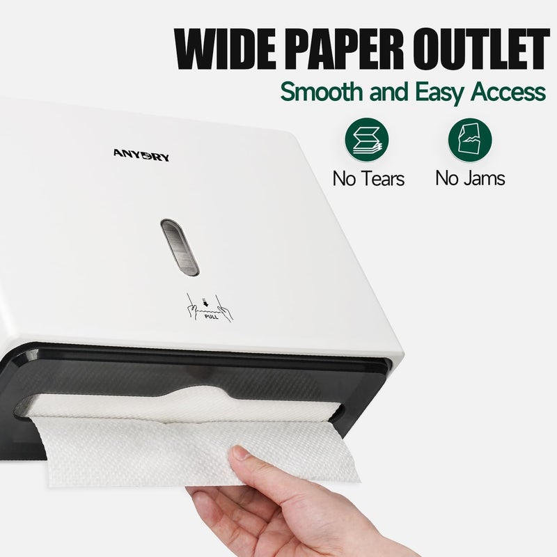 anydry Wall-Mounted Paper Towel Dispenser – Fits Tri-Fold Towels up to 10x3.1 Inches, Holds 200 Sheets, Ideal for Home & Commercial Use (White) - Image 3